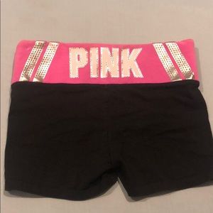 VS Pink Rhinestone Yoga Shorts